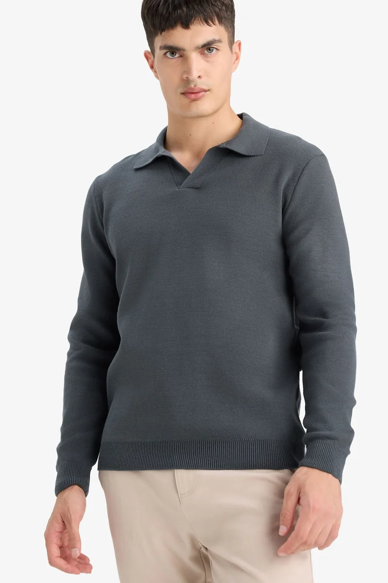 ديفاكتو Standard Fit Polo Collar Knitwear Pullover