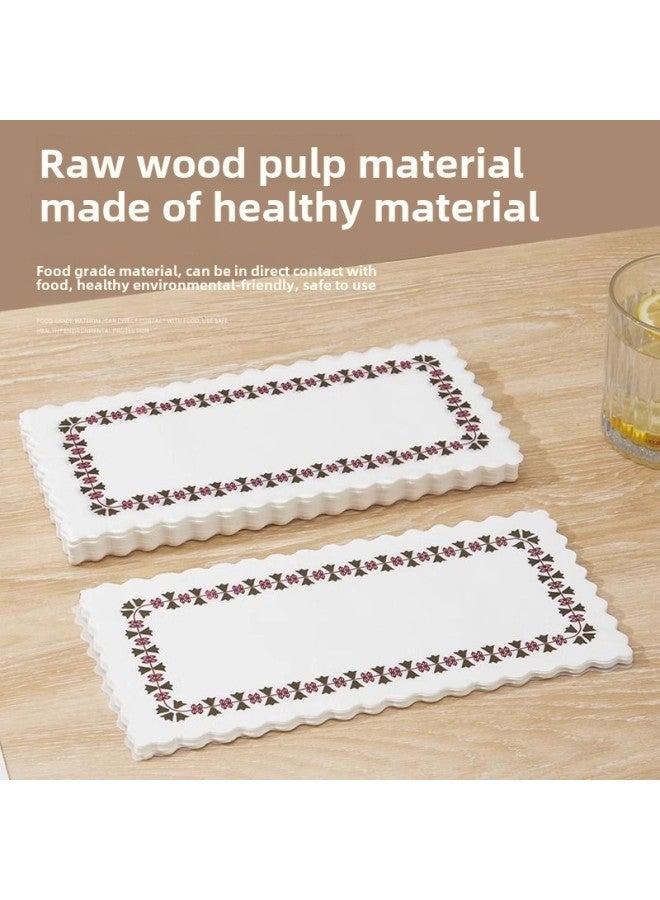 Printed Lace Paper Oil Paper Pad Food Grade Non-stick Dish Pad Tray Paper Lace Oil-absorbing Paper Fried Snack Paper Flower Paper Pad-Dimensions:[Printing Ledge Paper] 100-21CM-Round [Color Printing Ledge Paper]] - Image 3
