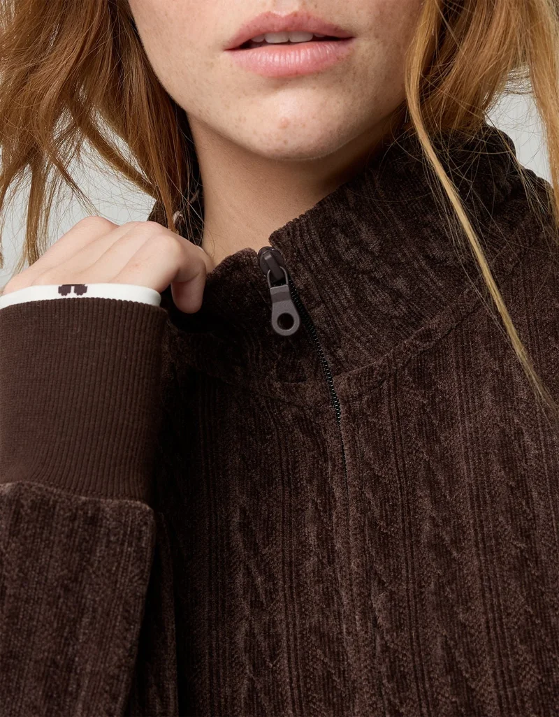 Aerie  OFFLINE By Aerie Cable Lounge Full Zip Sweater for Women | Best Price UAE