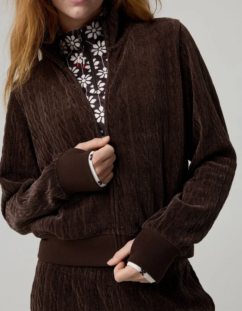 Aerie  OFFLINE By Aerie Cable Lounge Full Zip Sweater for Women | Best Price UAE