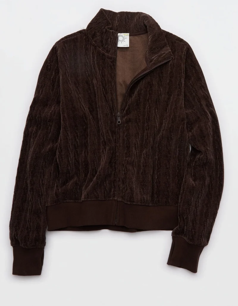 Aerie  OFFLINE By Aerie Cable Lounge Full Zip Sweater for Women | Best Price UAE