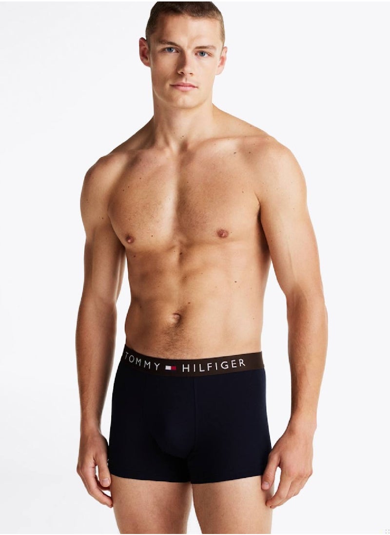 TOMMY HILFIGER Men's 3 Pack Logo Trunks - Cotton, Multicolour  - Image 4