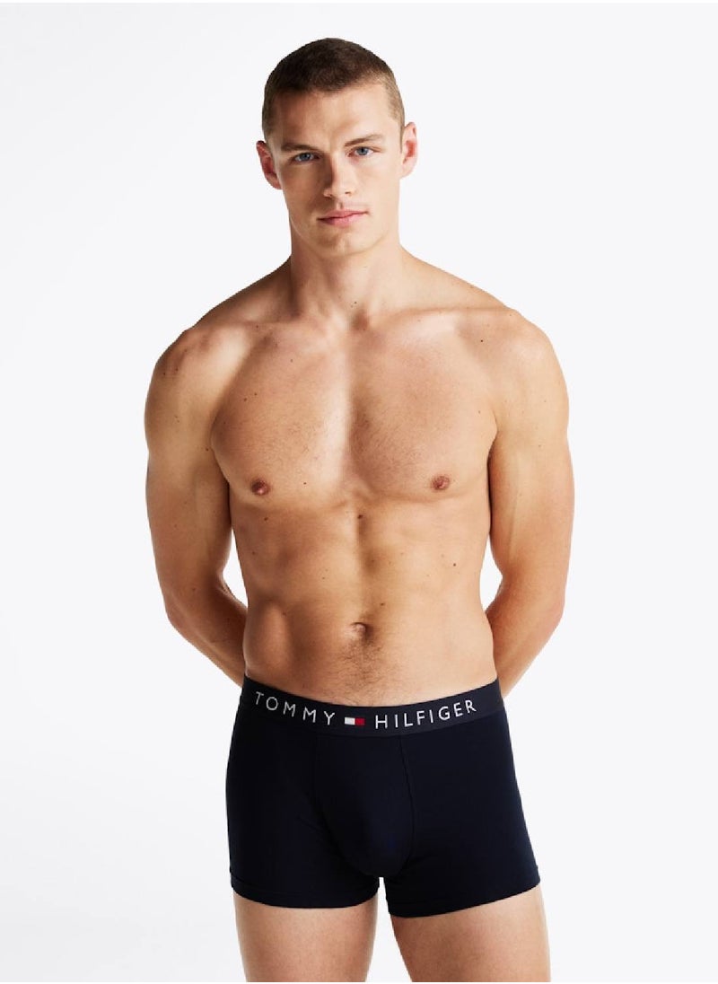 TOMMY HILFIGER Men's 3 Pack Logo Trunks - Cotton, Multicolour  - Image 5