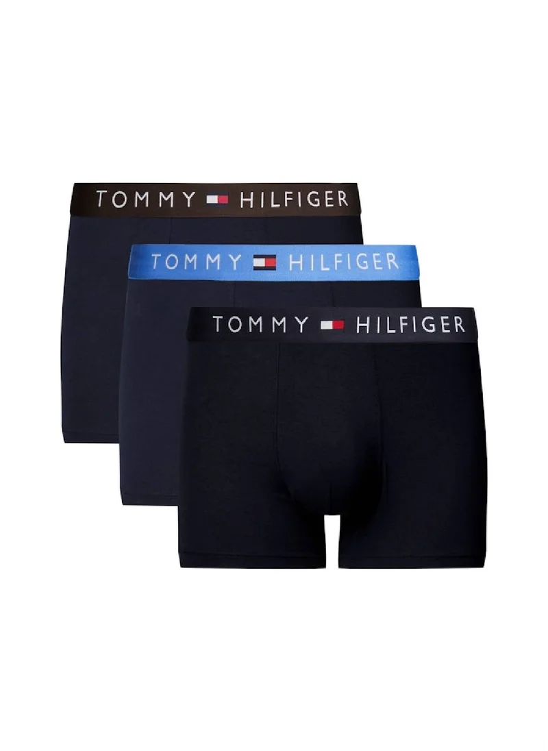 TOMMY HILFIGER Men's 3 Pack Logo Trunks - Cotton, Multicolour