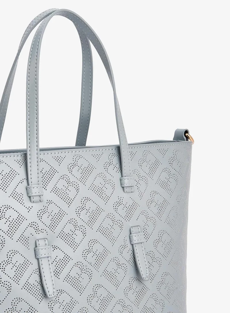 Flora Bella By Shoexpress BLUE Flora Bella Monogram Textured Tote Bag with Detachable Strap for Women | Best Price UAE