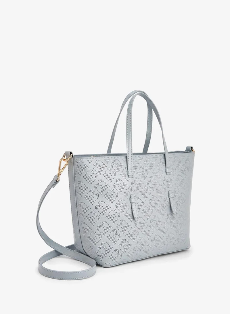 Flora Bella By Shoexpress BLUE Flora Bella Monogram Textured Tote Bag with Detachable Strap for Women | Best Price UAE