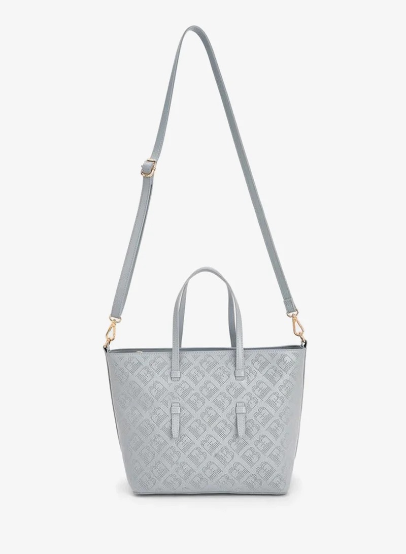 Flora Bella By Shoexpress BLUE Flora Bella Monogram Textured Tote Bag with Detachable Strap for Women | Best Price UAE