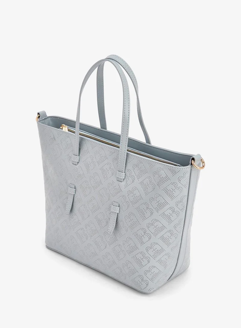 Flora Bella By Shoexpress BLUE Flora Bella Monogram Textured Tote Bag with Detachable Strap for Women | Best Price UAE