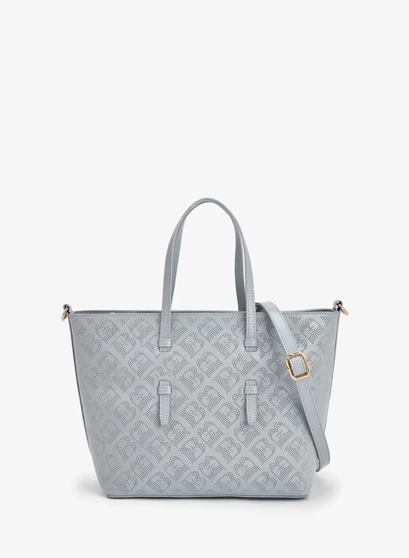 Flora Bella Monogram Textured Tote Bag with Detachable Strap
