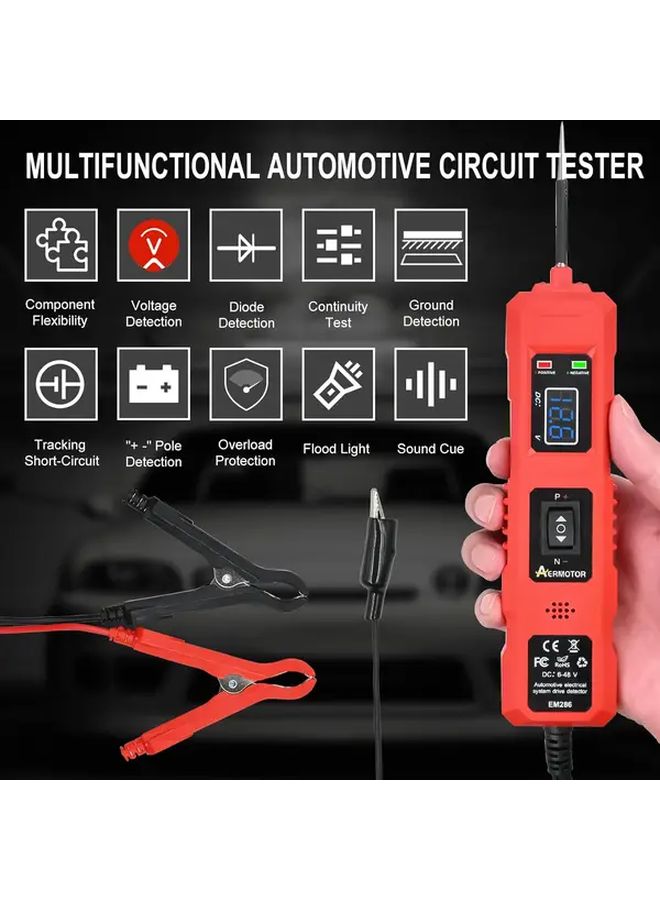 Blue Automotive Circuit Tester With Digital Display Voltage Fuse Tester 177 Inch Cable - Image 2