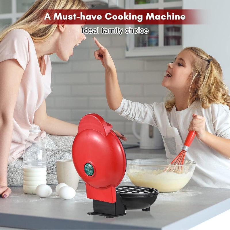 DEVANI IMPEX Mini Waffle Maker Machine Suitable for Single Waffle Paninis Potato Pancake and Other Mini Waffle Making Machine Anytime Anywhere for Breakfast Lunch or Snack Red - Image 5