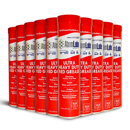 AtomLube Ultra Heavy Duty Red Grease, 10-Pack of 14 Oz. | Waterproof Lubricant & High Temp Grease for Metal Surfaces | Wheel Bearing Grease for Semi Truck Accessories - Image 1