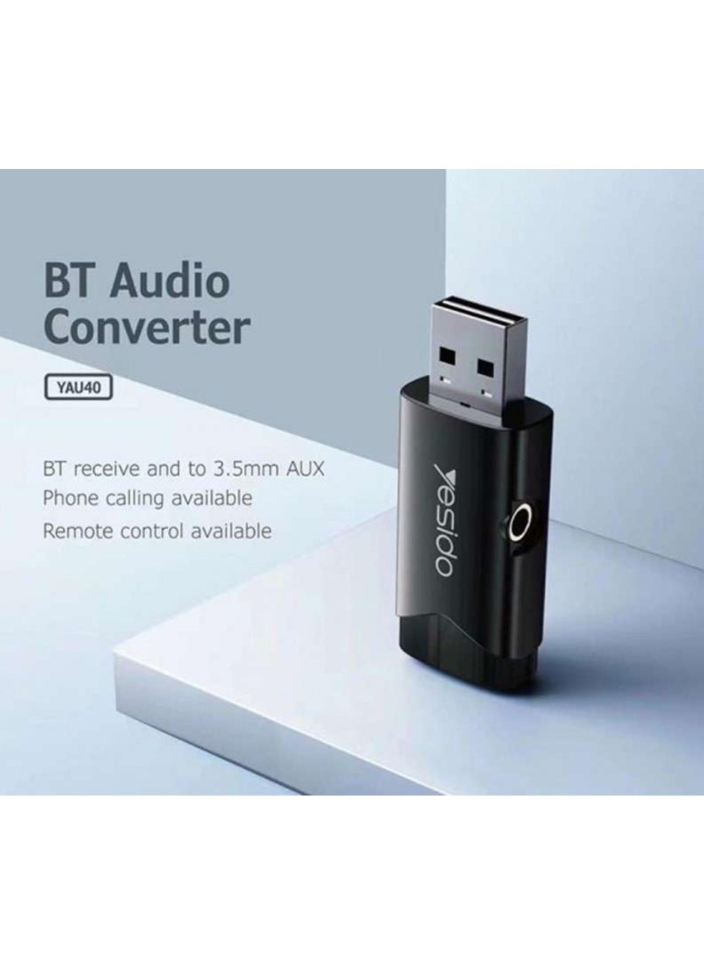 YAU40 USB Transmitter Wireless Aux Adapter Audio Receiver