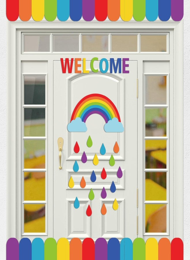 Feifeiya Back to School Rainbow Classroom Door Cutouts Set Bulletin Board Decorations Welcome Back First Day Cutouts Classroom Wall Door Decor for Preschool Elementary Middle School(Rainbow) - Image 1