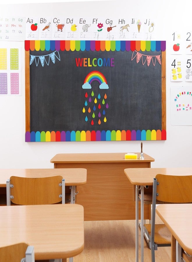 Feifeiya Back to School Rainbow Classroom Door Cutouts Set Bulletin Board Decorations Welcome Back First Day Cutouts Classroom Wall Door Decor for Preschool Elementary Middle School(Rainbow) - Image 3