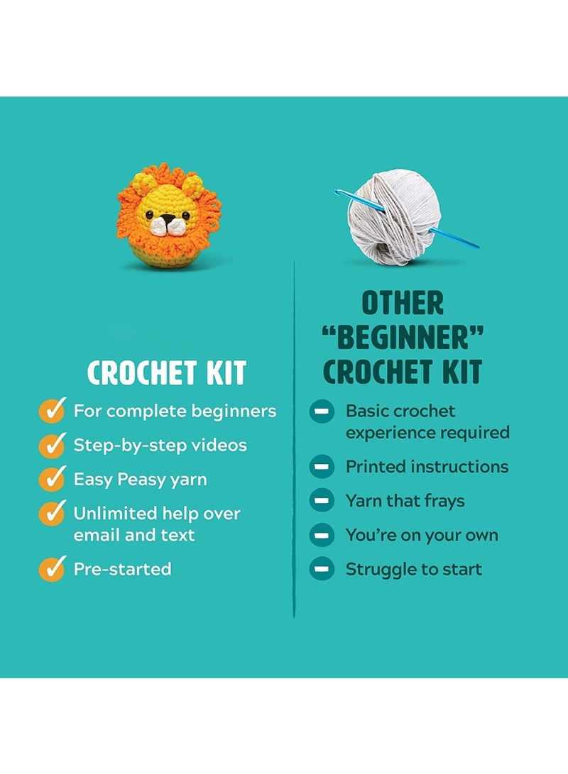 سيوسي طقم كروشيه للمبتدئين على شكل أسد مع غزل سهل، مجموعة كروشيه كاملة للحيوانات للمبتدئين مع دروس فيديو خطوة بخطوة، هدية لأعياد ميلاد الأولاد والبنات - Image 5