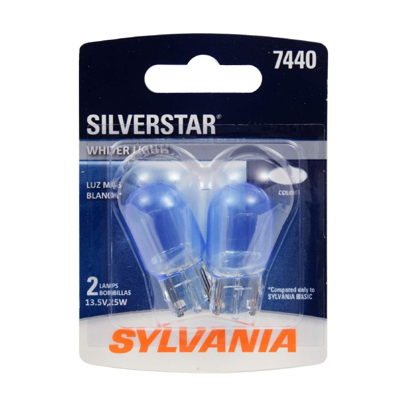 SYLVANIA - 7440 SilverStar Mini Bulb - Brighter and Whiter Light, Ideal for Daytime Running Lights (DRL) and Back-Up/Reverse Lights (Contains 2 Bulbs) - Image 1
