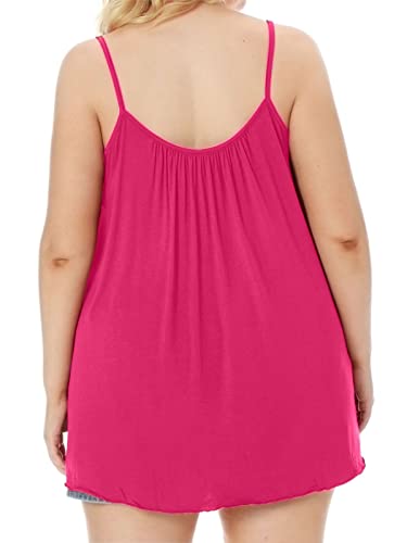 7th Element Plus Size Tank Tops for Womens Camisoles Cami Loose Fit Sleeveless Summer Dressy Shirts Blouse 2025 Summer(Hot Pink,1X) - Image 3
