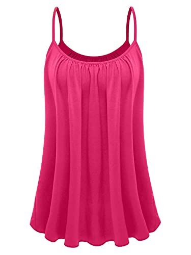 7th Element Plus Size Tank Tops for Womens Camisoles Cami Loose Fit Sleeveless Summer Dressy Shirts Blouse 2025 Summer(Hot Pink,1X) - Image 4