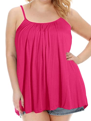 7th Element Plus Size Tank Tops for Womens Camisoles Cami Loose Fit Sleeveless Summer Dressy Shirts Blouse 2025 Summer(Hot Pink,1X) - Image 2