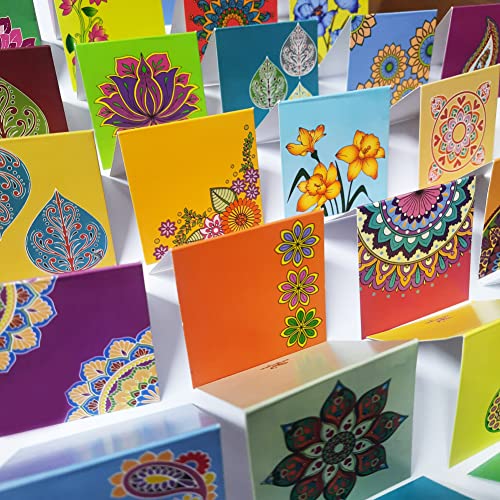Ambiyaa 30 Pcs 6.5 cm x 6.5 cm Handmade Gift Tags in Mandala Paisley & Floral Designs,30 Labels - Image 5