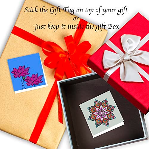 Ambiyaa 30 Pcs 6.5 cm x 6.5 cm Handmade Gift Tags in Mandala Paisley & Floral Designs,30 Labels - Image 3