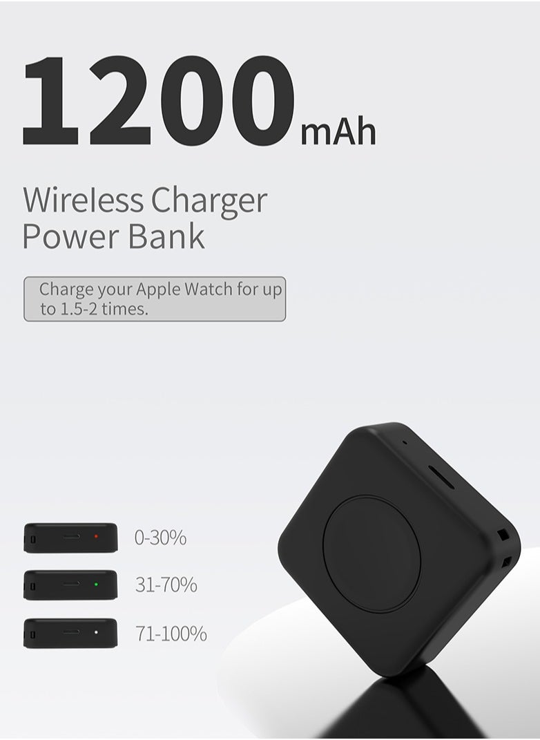 Manopola - Portable Charger for Apple Watch Battery Pack with Fast Charging for iWatch,Compact 1200mAh Wireless Magnetic Power Bank with Keychain for Apple Watch Series9/8/7/6/5/4/3/2/SE/Ultra/Ultra2 - Image 1