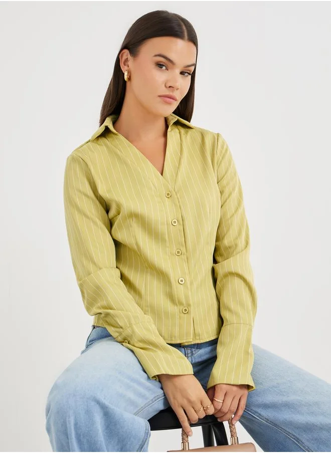 ستايلي Styli Striped Regular Fit Buttoned Shirt