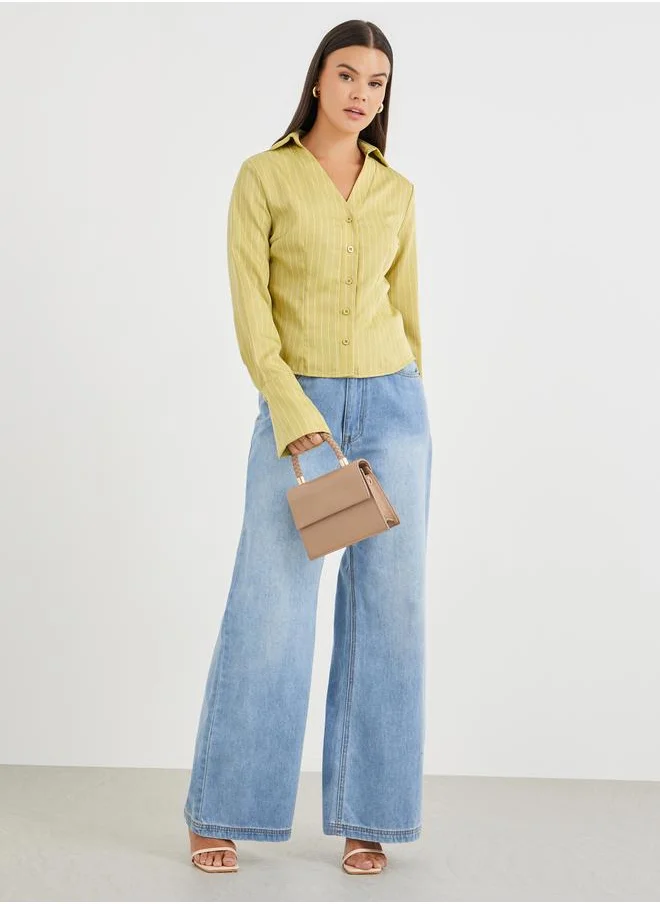 ستايلي Styli Striped Regular Fit Buttoned Shirt