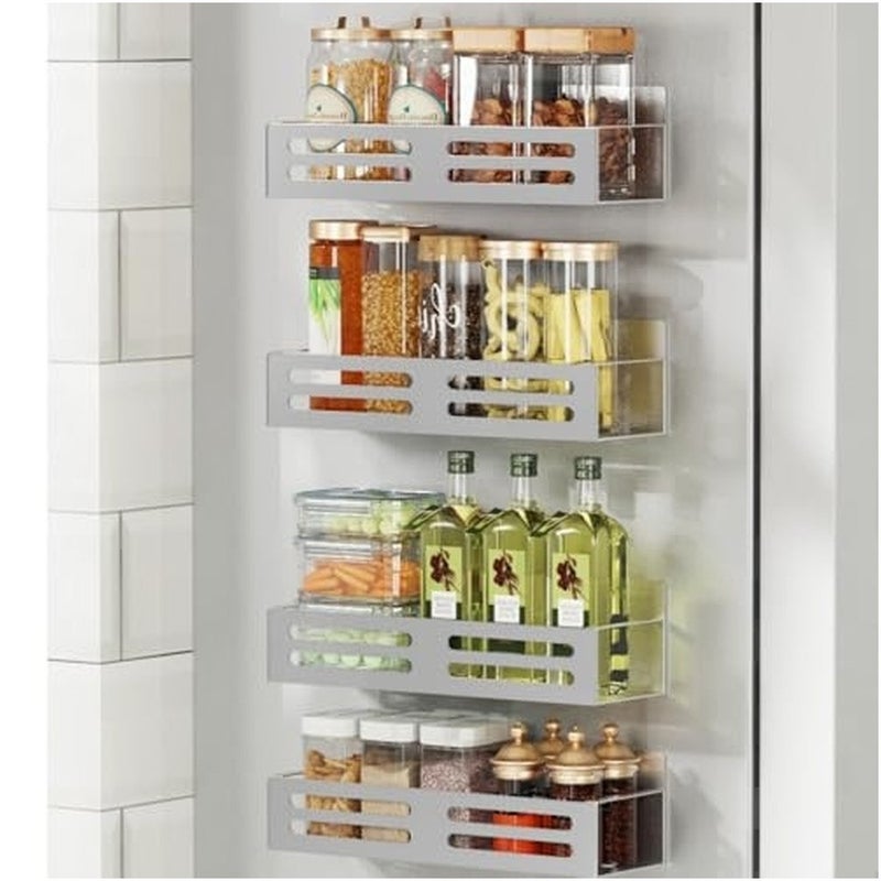 Levesica Magnetic Spice Rack for Refrigerator Metal Spice Rack Organizer Magnetic Shelf 4Pack Pink - Image 1
