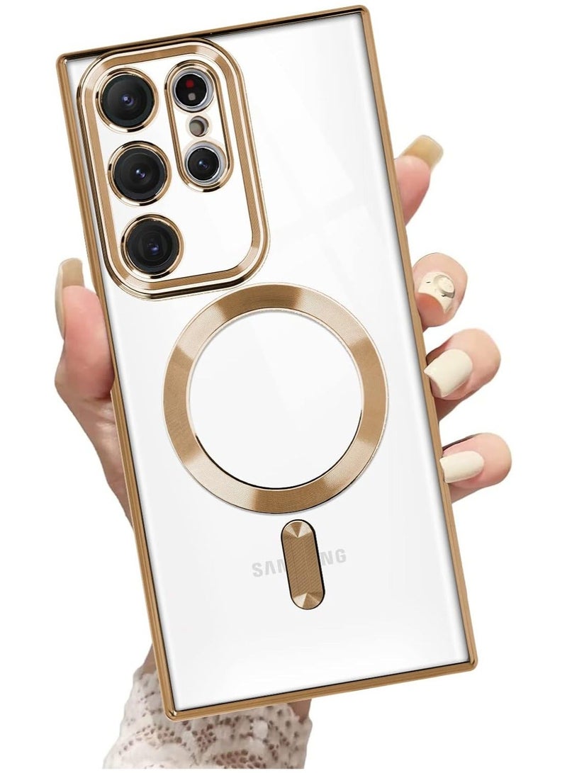 IAF ELTERAZONE Magnetic Clear Case for Galaxy S23 Ultra Case,Compatible with MagSafe, Love Heart Design Electroplated Case Soft TPU Shockproof Full Camera Lens Protective Case for Samsung Galaxy S23 Ultra - Image 1