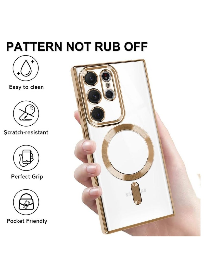 IAF ELTERAZONE Magnetic Clear Case for Galaxy S23 Ultra Case,Compatible with MagSafe, Love Heart Design Electroplated Case Soft TPU Shockproof Full Camera Lens Protective Case for Samsung Galaxy S23 Ultra - Image 3