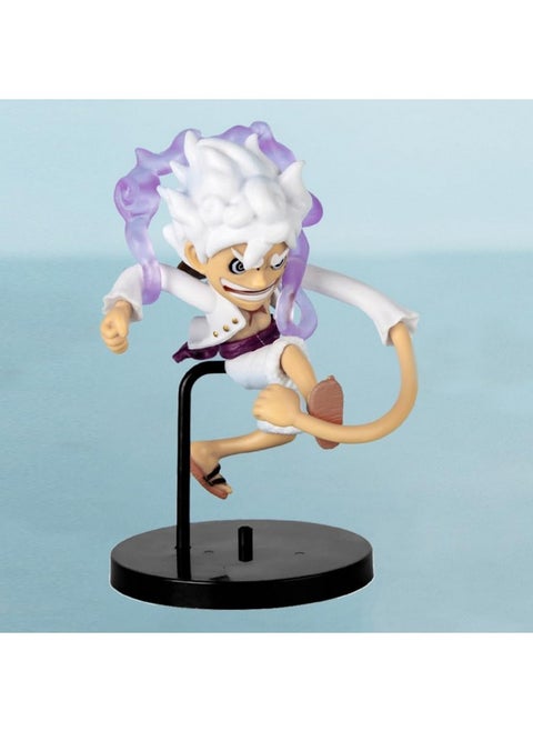 Blue Aura Monkey D Luffy Gear 5 Action Figure Height -10cm Mini Version PVC Multicolour Figurine for Anime Fans | Luffy Mini Long Hand