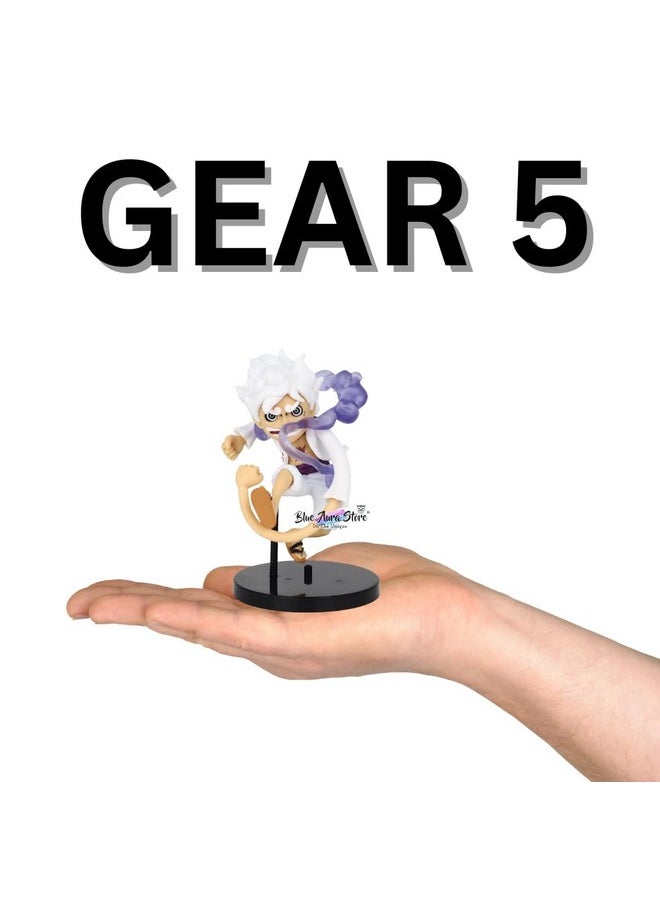 Blue Aura - Blue Aura Monkey D Luffy Gear 5 Action Figure Height -10cm Mini Version PVC Multicolour Figurine for Anime Fans | Luffy Mini Long Hand - Image 1