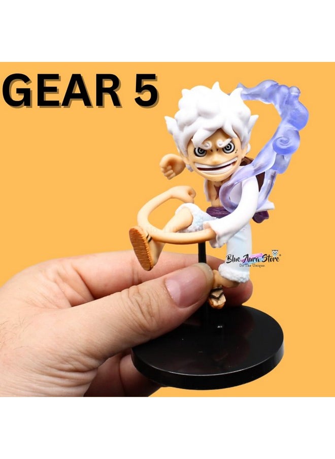 Blue Aura - Blue Aura Monkey D Luffy Gear 5 Action Figure Height -10cm Mini Version PVC Multicolour Figurine for Anime Fans | Luffy Mini Long Hand - Image 1