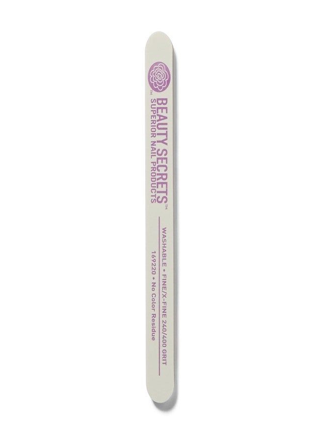 Beauty Secrets White Cushion Nail File Fine/Extra Fine 240/400 Grit