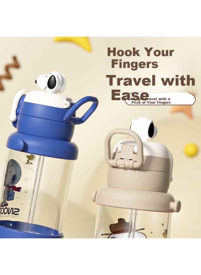 Snoopy Children's Water Bottle With Straw For Boys And Girls, Students' School Water Bottle, Portable Dual-use High-temperature Resistant Large Capacity Plastic Cup - Image 5