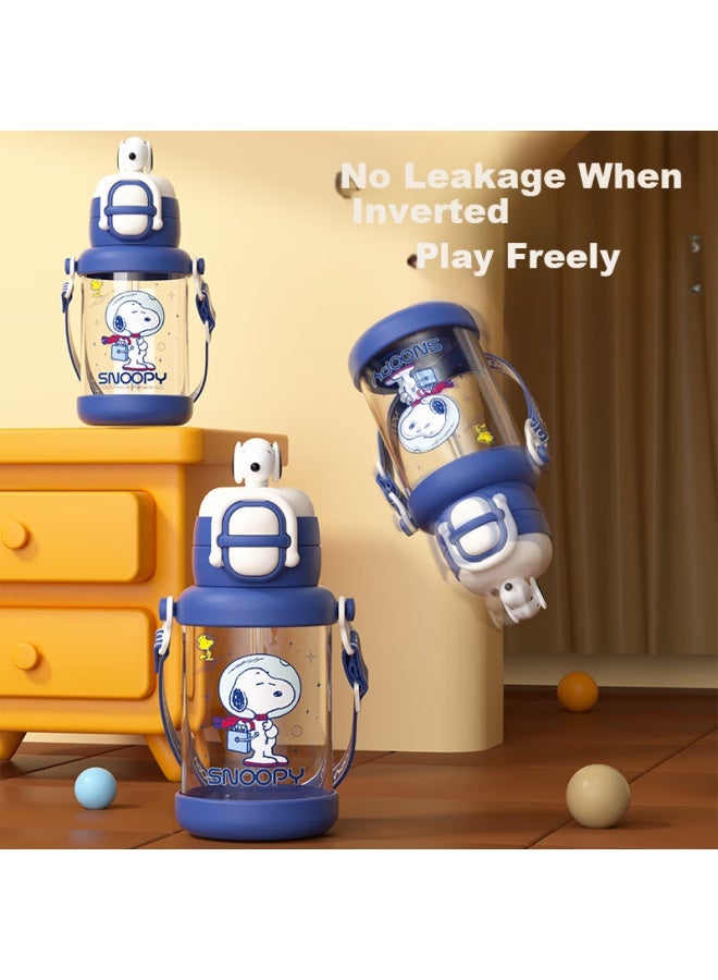 Snoopy Children's Water Bottle With Straw For Boys And Girls, Students' School Water Bottle, Portable Dual-use High-temperature Resistant Large Capacity Plastic Cup - Image 4