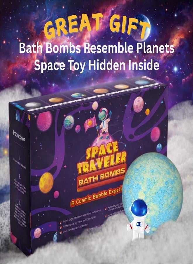 EvolutionUSA 6 Space Bath Bombs for Boys & Girls - Planet Bath Bombs Toy Inside, Organic Childrens Bathbomb Set, Cosmic Bath Fizzers, Kid Bath Bomb Gift for Valentines, Birthday, Christmas, Easter - Image 4