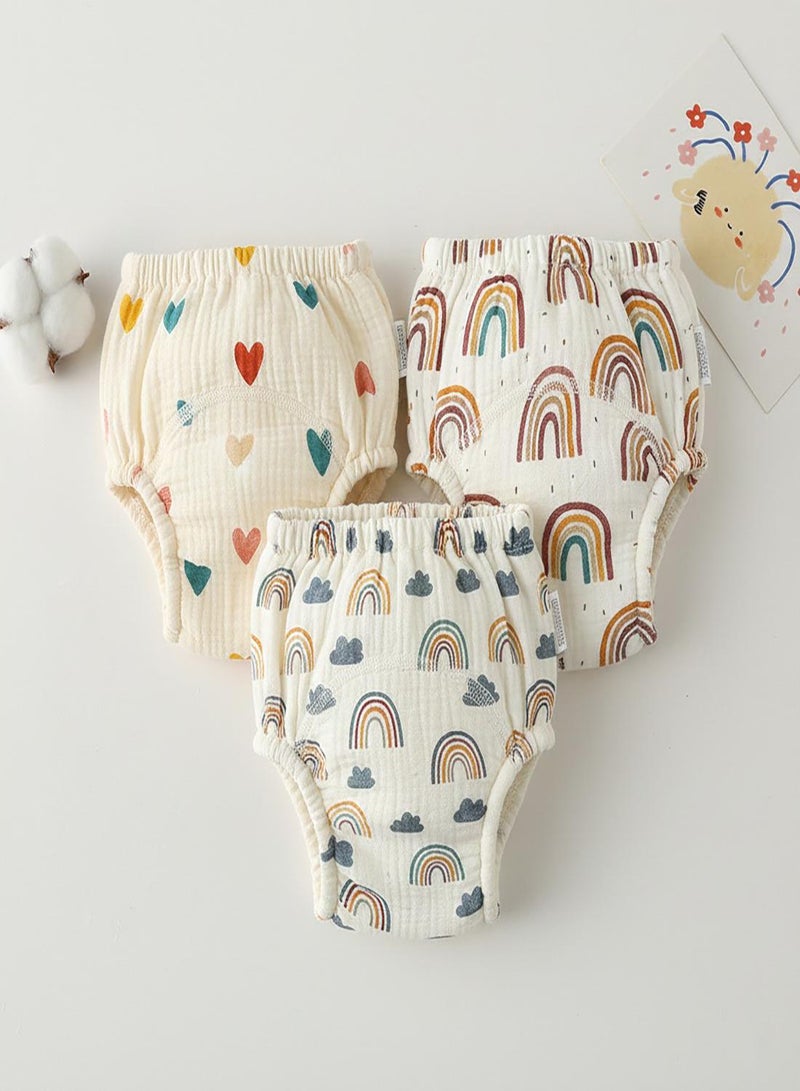 babyqlo Muslin Rainbow Heart Potty Training Pants Set of 3 - Image 1