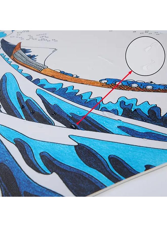 Red Large Thick Water Resistant Non Slip Desk Mat Mouse Pad Coaster Set 35.43 x 15.74 Inch Great Waves - Image 5