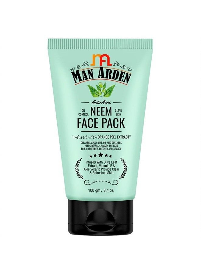Man Arden Anti Acne Neem Face Pack - For Oil Control And Clear Skin - Infused With Olive Extract, Vitamin E And Aloe Vera, 100g  - Image 1