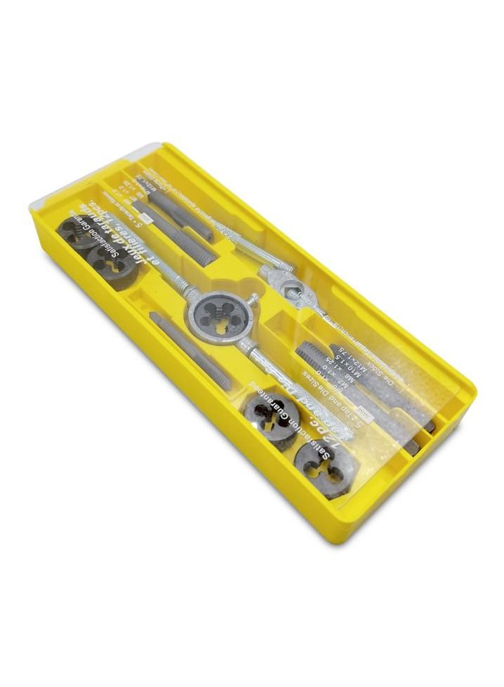 12 Pcs Tap And Die Set Metric Wrench Cut Hand Threading Tool Metric Tapping Wrench Set Tap and Die Set - Image 3