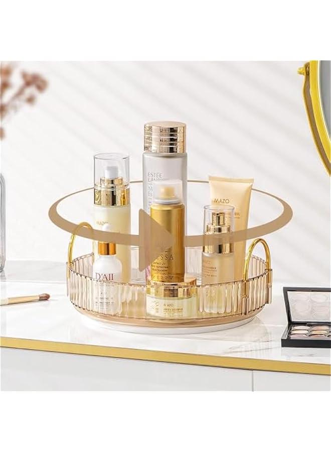 HOOKOR 360 Rotating Makeup Organizer for Vanity, Bathroom Countertop Organizer Spinning Perfume Organizer, High-Capacity Cosmetic and Skincare Dresser Make Up Holder Rack (Amber, 1 Tier) - Image 1