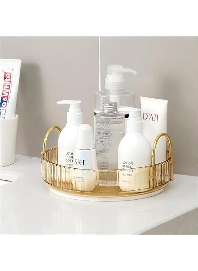 HOOKOR 360 Rotating Makeup Organizer for Vanity, Bathroom Countertop Organizer Spinning Perfume Organizer, High-Capacity Cosmetic and Skincare Dresser Make Up Holder Rack (Amber, 1 Tier) - Image 2