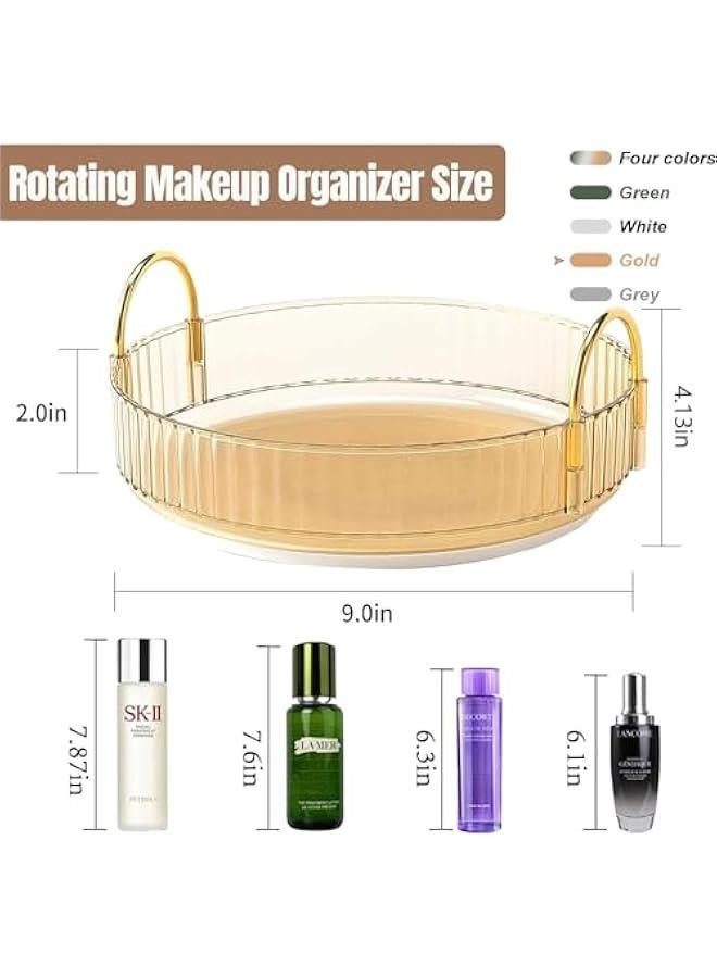 HOOKOR 360 Rotating Makeup Organizer for Vanity, Bathroom Countertop Organizer Spinning Perfume Organizer, High-Capacity Cosmetic and Skincare Dresser Make Up Holder Rack (Amber, 1 Tier) - Image 4