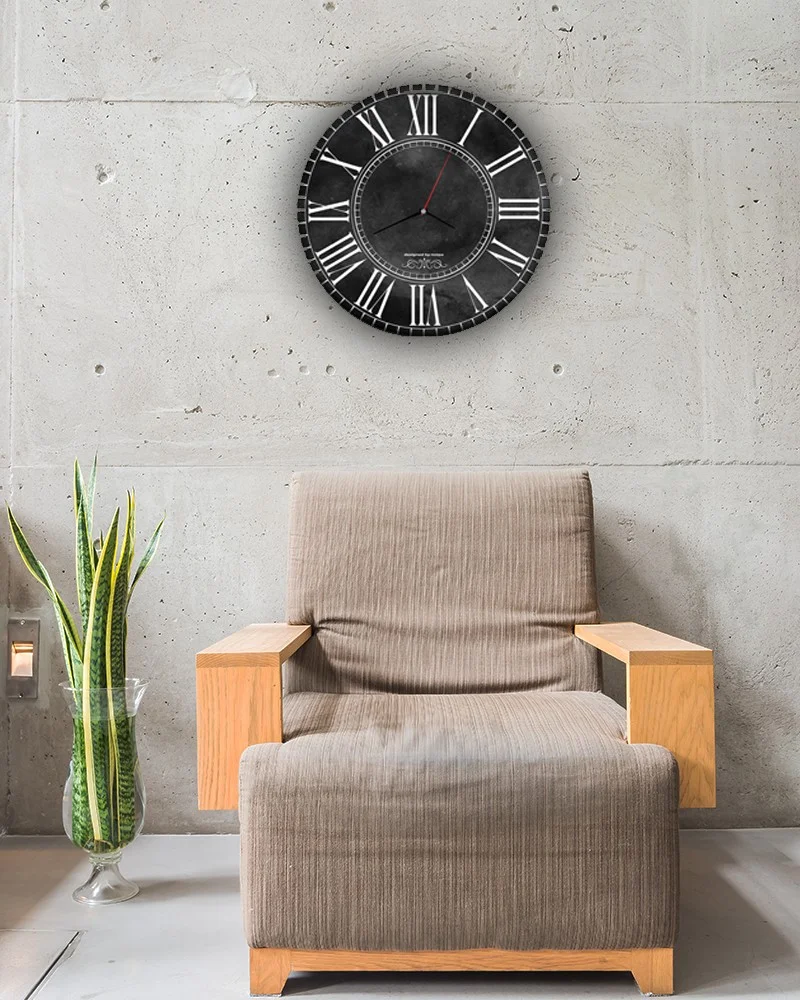 نوتبا Aksesuar Basic Black Decorative Wooden Wall Clock 33X33