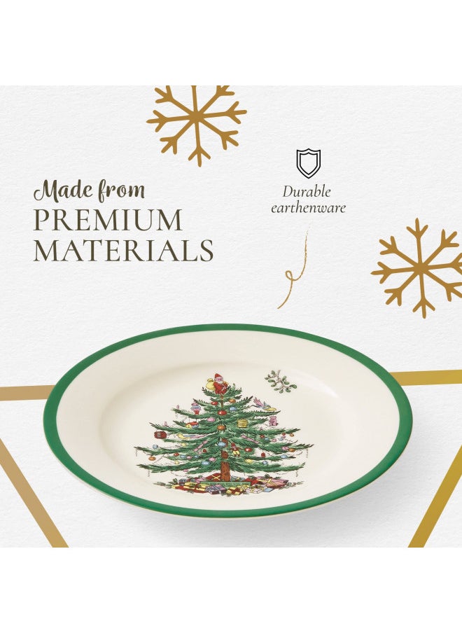 Spode Christmas Tree Salad Plate | Set of 4 Plates for Salad, Pasta, Appetizer, and Dessert | Made of Fine Earthenware | 8-Inch | Microwave and Dishwasher Safe
