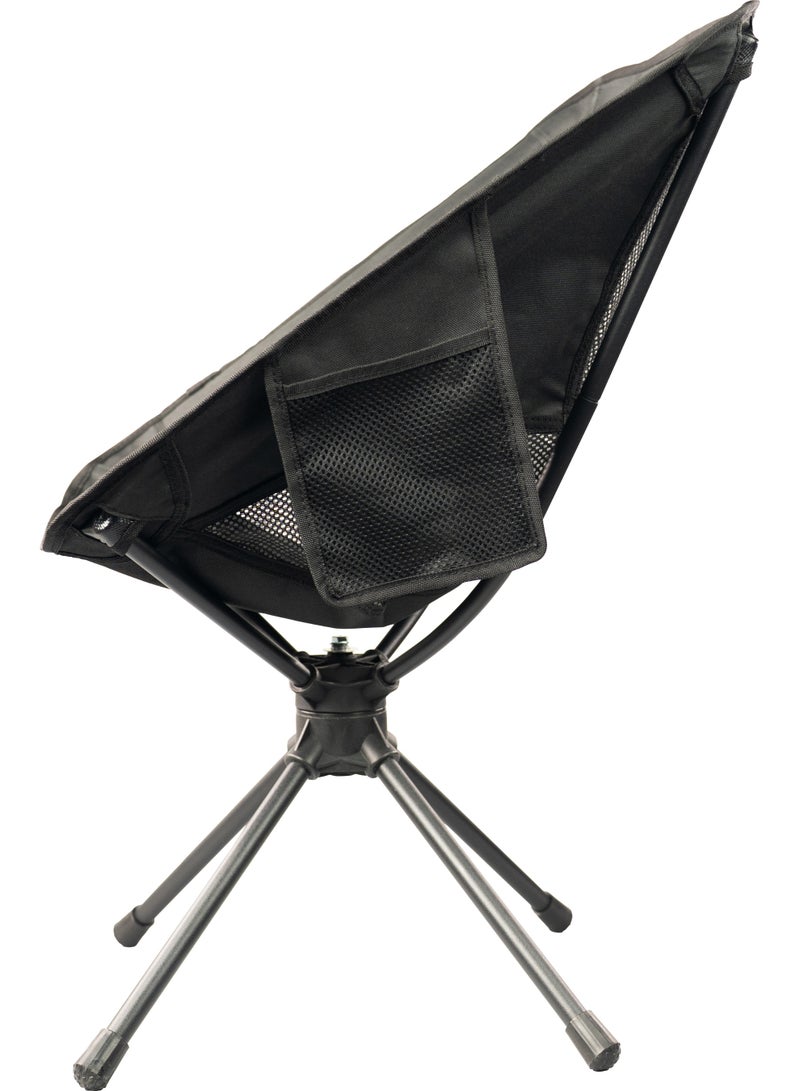 جرين ليون كرسي تخييم CampMate بتصميم قابل للطي ودوران 360 درجة / أقصى سعة تحميل 100 كجم / مسند ظهر شبكي / جيب تخزين / أنبوب حديد / مادة قماش أكسفورد 600D - أسود - Image 2
