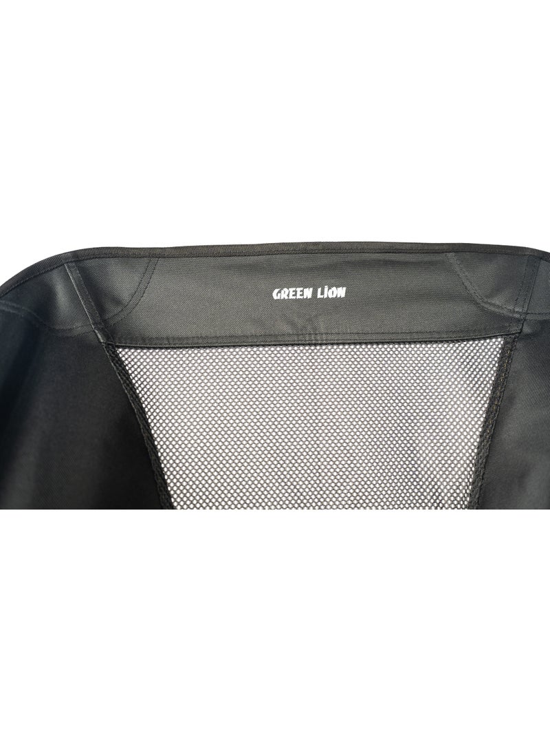 جرين ليون كرسي تخييم CampMate بتصميم قابل للطي ودوران 360 درجة / أقصى سعة تحميل 100 كجم / مسند ظهر شبكي / جيب تخزين / أنبوب حديد / مادة قماش أكسفورد 600D - أسود - Image 5